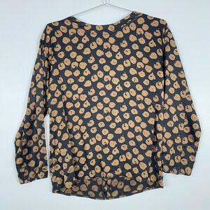 Vintage Richard Warren Neiman Marcus Blouse Womens 8 Black Silk Polka‎ Dot Print
